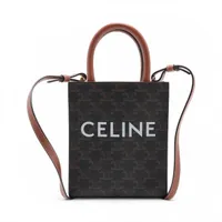 セリーヌ トリオンフ ミニバーティカルカバ PVC 2WAYハンドバッグ ブラウン