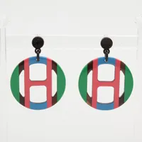 エルメス Hエキップ バッファローホーン ピアス(両耳用) マルチカラー
