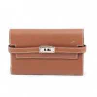 エルメス ケリーウォレットコンパクト ヴォーエプソン ゴールド シルバー金具