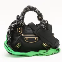 バレンシアガ クラシックメタルエッジシティ レザー 2WAYハンドバッグ ブラック