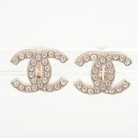 シャネル ココマーク GP×ラインストーン イヤリング(両耳用) B24K ゴールド