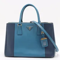 プラダ サフィアーノ レザー 2WAYハンドバッグ ブルー