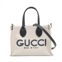 グッチ ロゴプリント キャンバス 2WAYハンドバッグ ベージュ