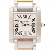 カルティエ タンクフランセーズLM W51005Q4 SS×YG AT シルバー文字盤