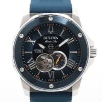 ブローバ マリンスター 98A303 SS×ラバー AT ブルー文字盤