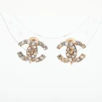 シャネル ココマーク GP×ラインストーン イヤリング(両耳用) 07A ゴールド