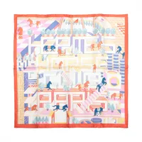 エルメス カレ45 HORSE CLUB シルク スカーフ オレンジ