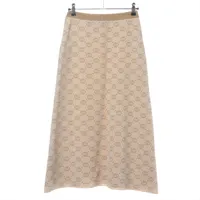 グッチ インターロッキングG ウール×ナイロン ニットスカート S ベージュ