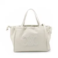 セリーヌ スモール カバ ドローストリング キュイル トリオンフ レザー 2WAYハンドバッグ ホワイト