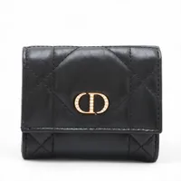 ディオール カロ カナージュ レザー コンパクトウォレット ブラック