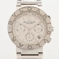 ブルガリ ブルガリブルガリ クロノグラフ BB38SSCH SS AT シルバー文字盤