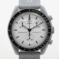 オメガ×スウォッチ スピードマスター ミッション トゥ ムーン SO33M106 CE×ナイロン QZ ホワイト文字盤