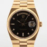 ロレックス オイスタークォーツ デイデイト 19018N YG AT ブラック文字盤
