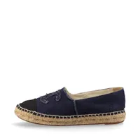 シャネル ココマーク キャンバス×レザー エスパドリーユ 38 ネイビー×ブラック