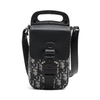 ディオール サドル バーティカルポーチ キャンバス 2WAYショルダーバッグ ブラック