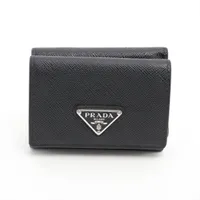 プラダ サフィアーノ トライアングル 2MH042 レザー コンパクトウォレット ブラック