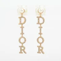 ディオール Dior Tribales  ディオール トライバル GP×ラインストーン×フェイクパール ピアス(両耳用) ゴールド