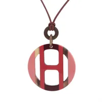 エルメス Hエキップ バッファローホーン×ラッカーウッド ネックレス A
