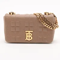 バーバリー TB ローラ レザー チェーンショルダーバッグ ベージュ