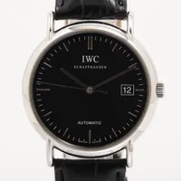 IWC IW353304 SS×社外革 AT ブラック文字盤