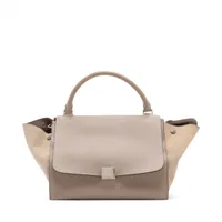 セリーヌ トラペーズ レザー 2WAYハンドバッグ ブラウン