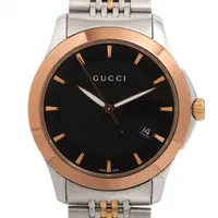 グッチ Gタイムレス 126.4 SS×GP QZ ブラック文字盤