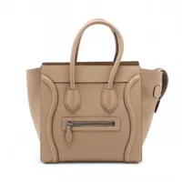 セリーヌ ラゲージ マイクロショッパー レザー ハンドバッグ ベージュ