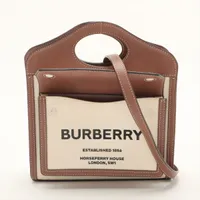 バーバリー ミニツートン キャンバス 2WAYハンドバッグ ベージュ