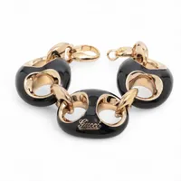 グッチ マリナチェーン GP×レジン ブレスレット ブラック×ゴールド