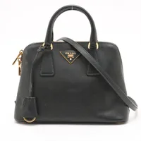 プラダ サフィアーノラクス レザー 2WAYハンドバッグ ブラック
