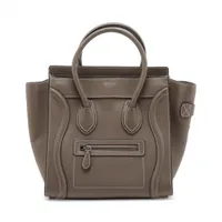 セリーヌ ラゲージ マイクロショッパー レザー ハンドバッグ グレージュ