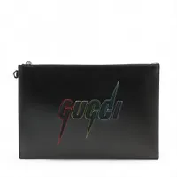 グッチ ブレード レザー クラッチバッグ ブラック