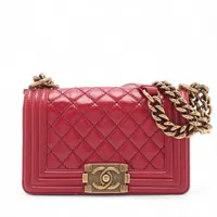 シャネル ボーイシャネル20 スモール ヴィンテージカーフ レッド ゴールド金具