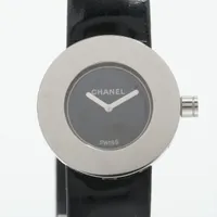 シャネル ラロンド SS×革 QZ ブラック文字盤