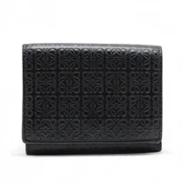 ロエベ リピートアナグラム スモールバーティカルウォレット レザー コンパクトウォレット ブラック