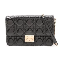 ディオール カナージュ ニューロック パテントレザー チェーンウォレット ブラック