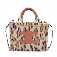 セリーヌ トリオンフ スモール カバ タイス ウール 2WAYハンドバッグ ベージュ