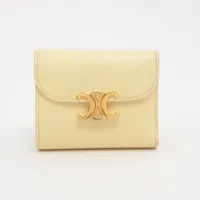 セリーヌ トリオンフ スモールフラップウォレット レザー コンパクトウォレット イエロー