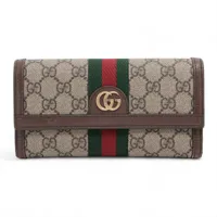 グッチ GGスプリーム 523153 PVC×レザー ロングウォレット ベージュ