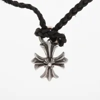 クロムハーツ ダブルCHプラス レザー×925 ネックレス