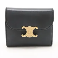 セリーヌ トリオンフ スモールフラップウォレット レザー コンパクトウォレット ブラック