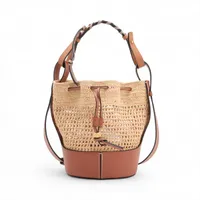 ロエベ バルーンバッグ スモール ラフィア ショルダーバッグ ブラウン