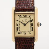 カルティエ マストタンク 925×社外革 手巻き アイボリー文字盤