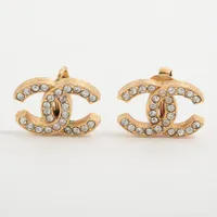 シャネル ココマーク GP×ラインストーン イヤリング(両耳用) 2084 ゴールド