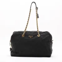 プラダ テスート ナイロン チェーンショルダーバッグ ブラック