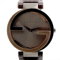 グッチ 133.3 SS×革 QZ ブラック文字盤