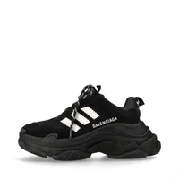 バレンシアガ×アディダス トリプルS フェイクレザー×メッシュ スニーカー 23cm ブラック×ホワイト