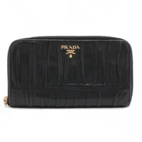 プラダ 1ML506 レザー ラウンドジップウォレット ブラック