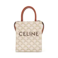 セリーヌ トリオンフ ミニバーティカルカバ PVC 2WAYハンドバッグ ホワイト