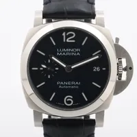 パネライ ルミノールマリーナ クアランタ PAM01370 SS×革 AT ブルー文字盤